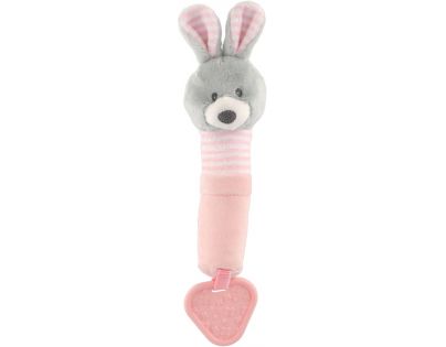 Pískátko a kousátko zajíc plyš 25 cm růžový