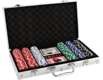 Poker sada 300 ks včetně kostek a karet v hliníkovém kufříku
