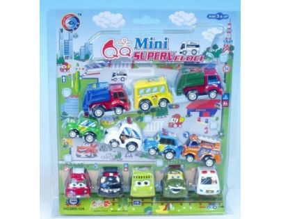 Teddies Sada 12-ti autíček zpětné natažení
