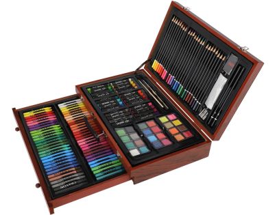 Teddies Sada na malování - Art box kreativní sada 143ks v dřevěném kufříku 38x25x8cm