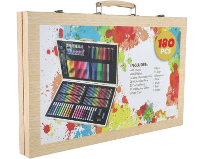 Teddies Sada na malování - Art box kreativní sada 180ks v dřevěném kufříku 47x30x4,5cm