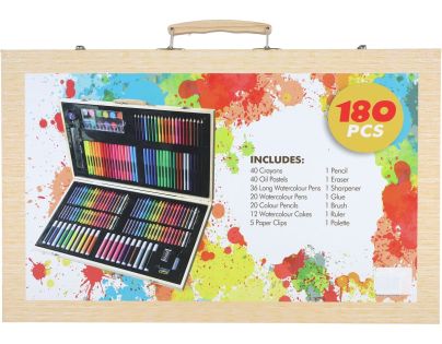 Teddies Sada na malování - Art box kreativní sada 180ks v dřevěném kufříku 47x30x4,5cm