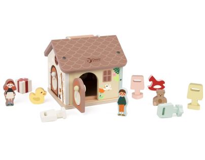 Teddies Skládanka vkládačka dům dřevo 11ks 16x15x14cm 18m+