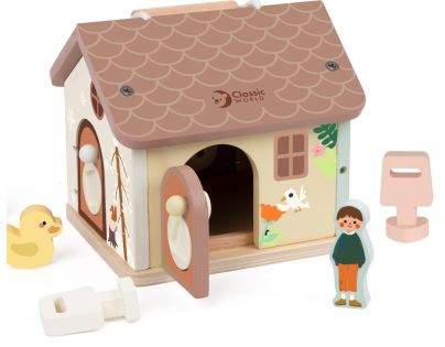 Teddies Skládanka vkládačka dům dřevo 11ks 16x15x14cm 18m+