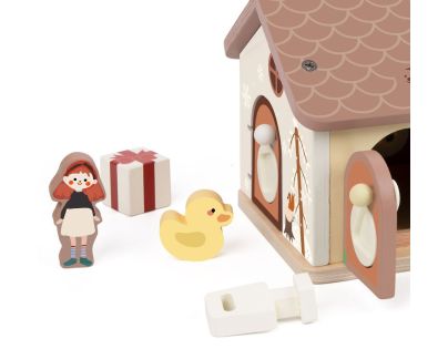 Teddies Skládanka vkládačka dům dřevo 11ks 16x15x14cm 18m+