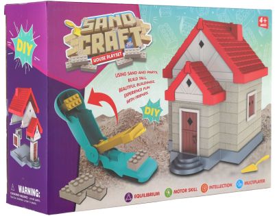 Teddies Stavebnice dům s pískem plast s doplňky v krabici 28x19x8cm