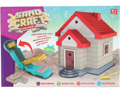 Teddies Stavebnice dům s pískem plast s doplňky v krabici 28x19x8cm