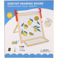 Teddies Tabule oboustranná magnetická dřevo černá-bílá 33x33cm s rolí papíru s doplňky v krabici 37x43cm 6