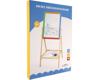 Teddies Tabule oboustranná magnetická dřevo černá-bílá 35x43cm s doplňky v krabici 44x63cm