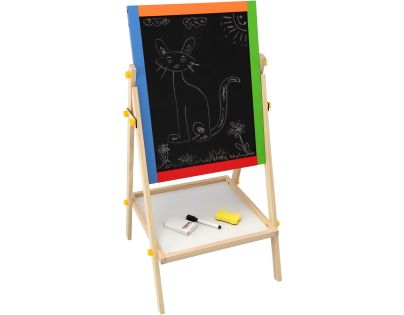 Teddies Tabule oboustranná magnetická dřevo černá-bílá 35x43cm s doplňky v krabici 44x63cm