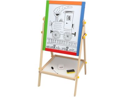 Teddies Tabule oboustranná magnetická dřevo černá-bílá 35x43cm s doplňky v krabici 44x63cm