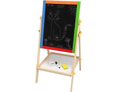 Teddies Tabule oboustranná magnetická dřevo černá-bílá 35x43cm s doplňky v krabici 44x63cm