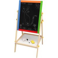 Teddies Tabule oboustranná magnetická dřevo černá-bílá 35x43cm s doplňky v krabici 44x63cm 3