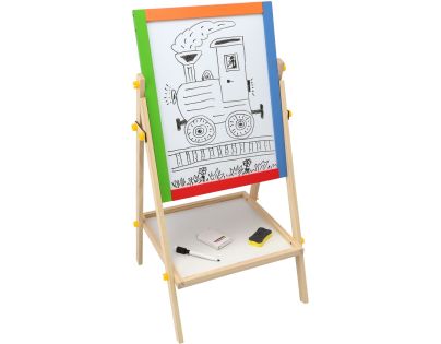 Teddies Tabule oboustranná magnetická dřevo černá-bílá 35x43cm s doplňky v krabici 44x63cm