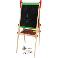 Teddies Tabule oboustranná magnetická dřevo černá-bílá 35x43cm s rolí papíru s doplňky v krabici 40x61cm 2