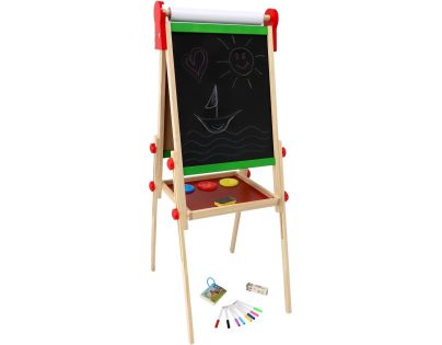 Teddies Tabule oboustranná magnetická dřevo černá-bílá 35x43cm s rolí papíru s doplňky v krabici 40x61cm