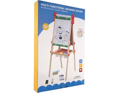 Teddies Tabule oboustranná magnetická dřevo černá-bílá 35x43cm s rolí papíru s doplňky v krabici 40x61cm