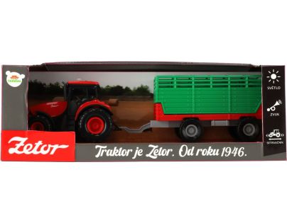 Traktor Zetor červený s vlekem 36 cm na setrvačník