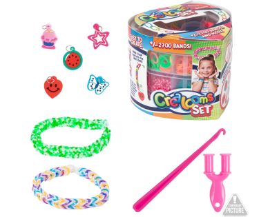 Teddies Udělej si svůj náramek - gumičky 2700ks + náčiní v plastové krabičce tvar srdce 16x13cm