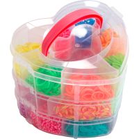 Teddies Udělej si svůj náramek - gumičky 2700ks + náčiní v plastové krabičce tvar srdce 16x13cm 4