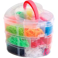 Teddies Udělej si svůj náramek - gumičky 2700ks + náčiní v plastové krabičce tvar srdce 16x13cm 5