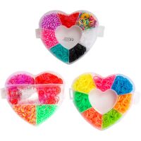 Teddies Udělej si svůj náramek - gumičky 2700ks + náčiní v plastové krabičce tvar srdce 16x13cm 6