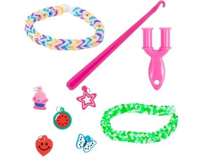 Teddies Udělej si svůj náramek - gumičky 2700ks + náčiní v plastové krabičce tvar srdce 16x13cm