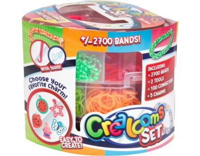 Teddies Udělej si svůj náramek - gumičky 2700ks + náčiní v plastové krabičce tvar srdce 16x13cm