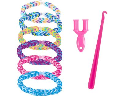 Teddies Udělej si svůj náramek - gumičky 5000ks + náčiní 4 barvy v sáčku 17x22cm