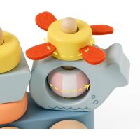 Teddies Vlak + 2 vagóny oceán dřevo tahací stavebnice 28 dílků v krabici 38x12x8cm 12m+ 4