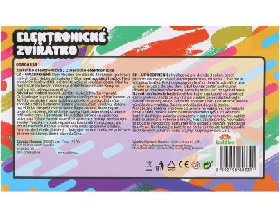 Teddies Zvířátko elektronické přívěsek plast 5x6cm na bat. 4 barvy se zvukem na kartě 12ks v boxu