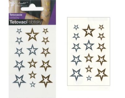 Anděl Tetovací obtisky zlaté a stříbrné 10,5 x 6 cm Hvězdy