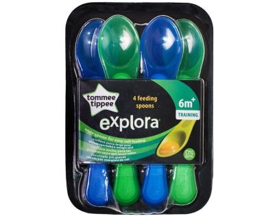 Tomme Tippee Explora Lžičky na krmení 4ks Zelené-modré