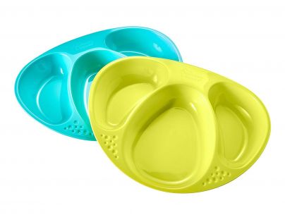 Tomme Tippee Explora Misky dělené na 3 části 2ks Žluto-tyrkysová