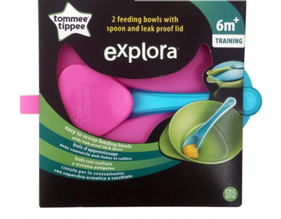 Tomme Tippee Explora Misky pro snadné nabírání 2ks Růžovo-modrá