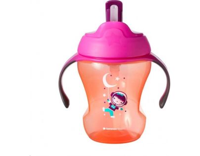 Tomme Tippee Netekoucí hrnek s brčkem Explora Easy Drink 230ml 6m+ oranžová kosmonautka