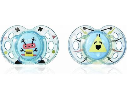 Tomme Tippee Šidítko C2N silikon Fun 2ks 6-18 m modré