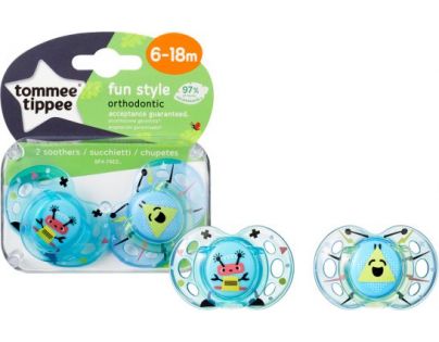 Tomme Tippee Šidítko C2N silikon Fun 2ks 6-18 m modré