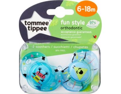 Tomme Tippee Šidítko C2N silikon Fun 2ks 6-18 m modré