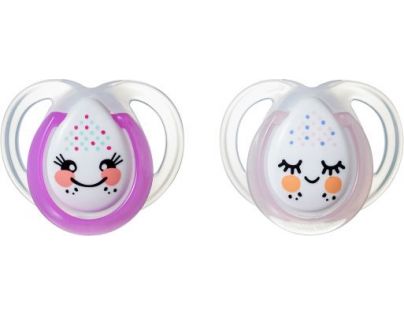 Tomme Tippee Šidítko C2N silikon Night 2 ks 0-6 m světle a tmavě růžový kroužek