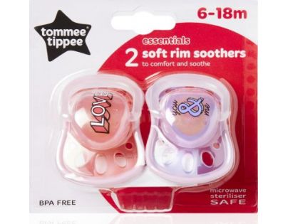 Tomme Tippee Šidítko s měkkým okrajem latex 2 ks 6-18 m basic růžové