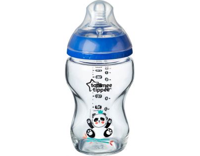 Tommee Tippee Kojenecká láhev C2N 250ml skleněná potisk Blue