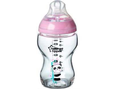 Tommee Tippee Kojenecká láhev C2N 250 ml skleněná potisk Pink