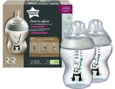Tommee Tippee Kojenecká láhev C2N 2ks 260 ml 0m+ panda