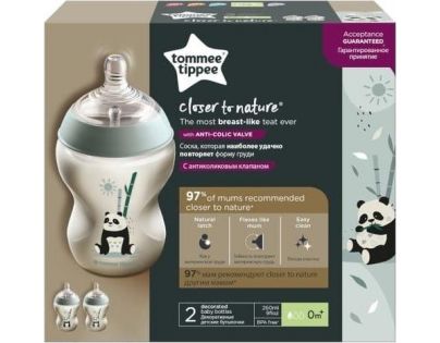 Tommee Tippee Kojenecká láhev C2N 2ks 260 ml 0m+ panda
