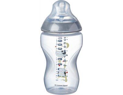 Tommee Tippee Kojenecká láhev C2N 340 ml 3 m+ šedá se sovičkami