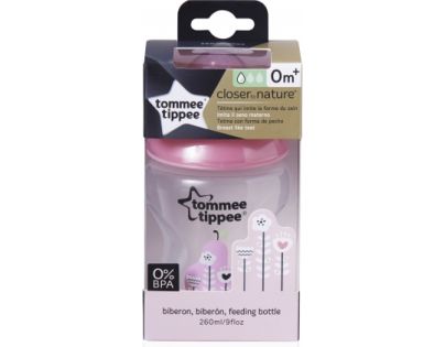 Tommee Tippee Kojenecká láhev C2N 260ml 0m+ růžová