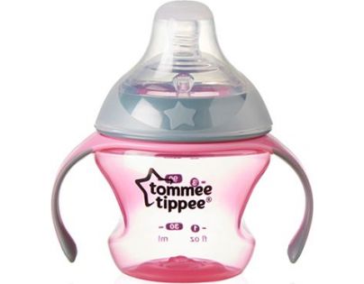 Tommee Tippee Přechodový hrnek se savičkou a pítkem 150ml 4m+ růžový
