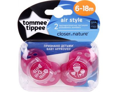 Tommee Tippee Šidítko C2N silikon Air Style 2ks 6-18m Červená kytičky