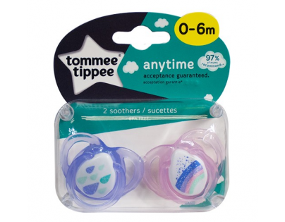 Tommee Tippee Šidítko CTN silikon Any Time 2ks 0-6m Fialový-Růžový